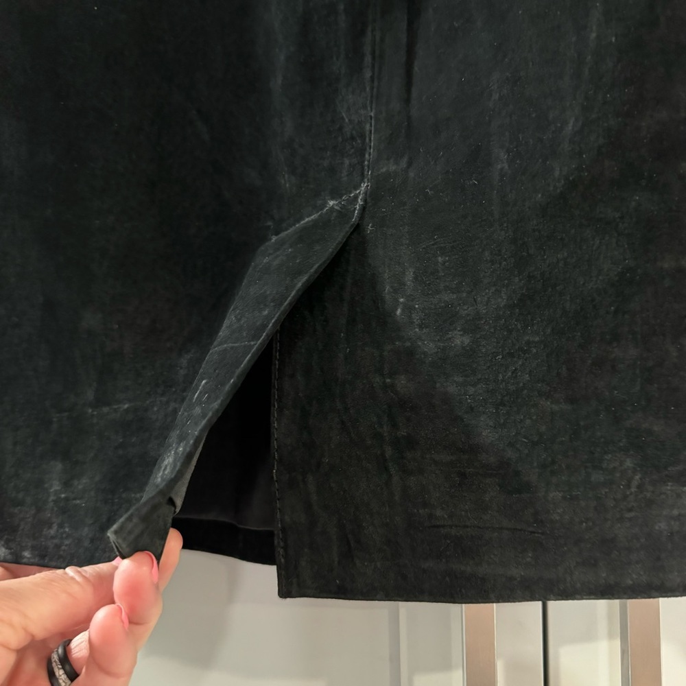 100% Genuine Leather Suede Pencil Skirt Winlit Vintage Black - Picture 5 of 7